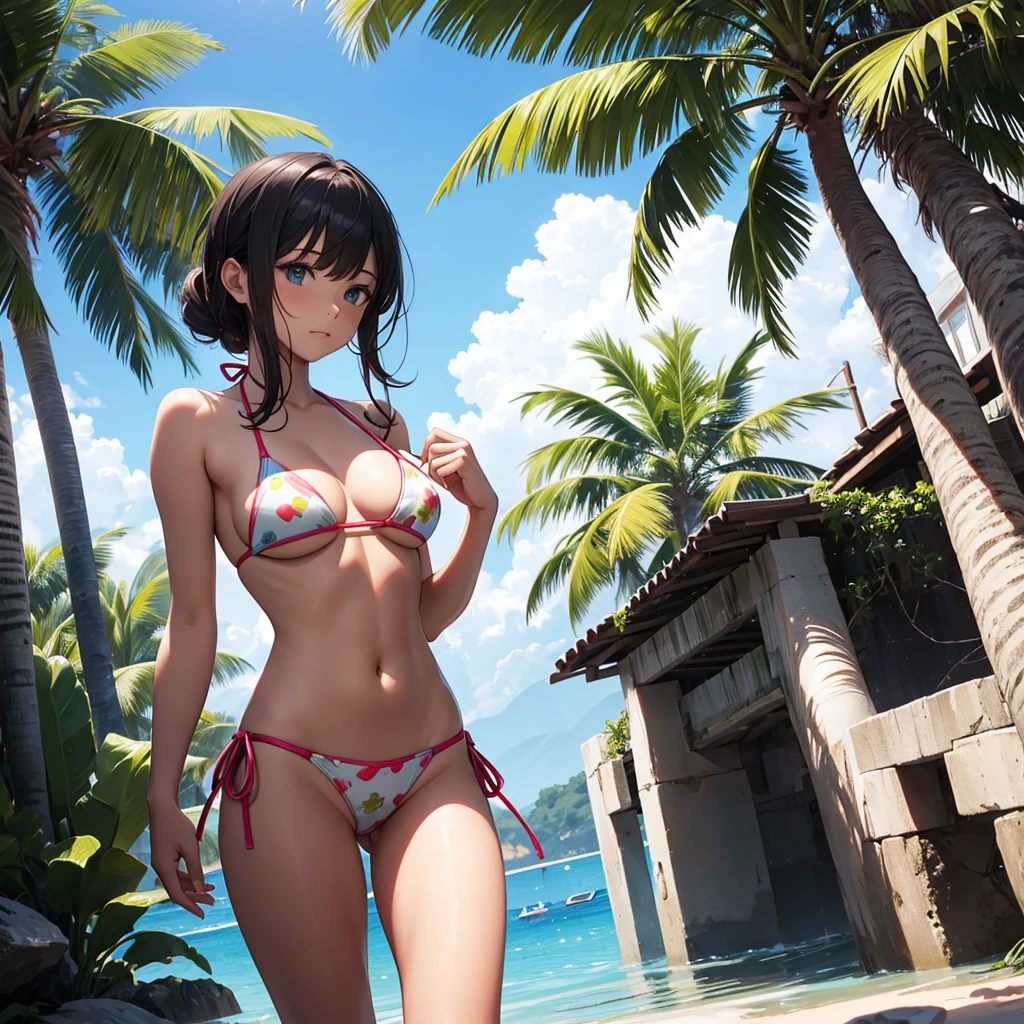 In a bikini he marks her vagina