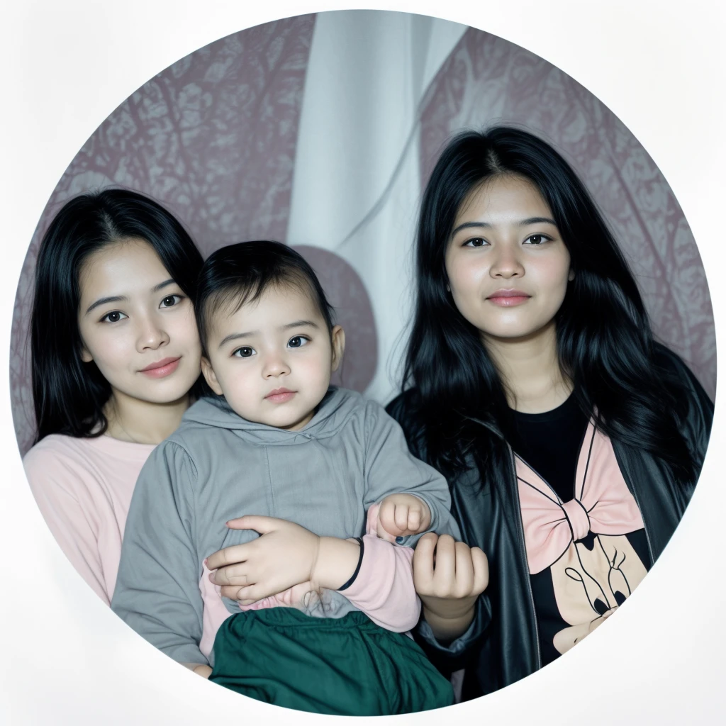 There are three women and a baby posing for a photo,