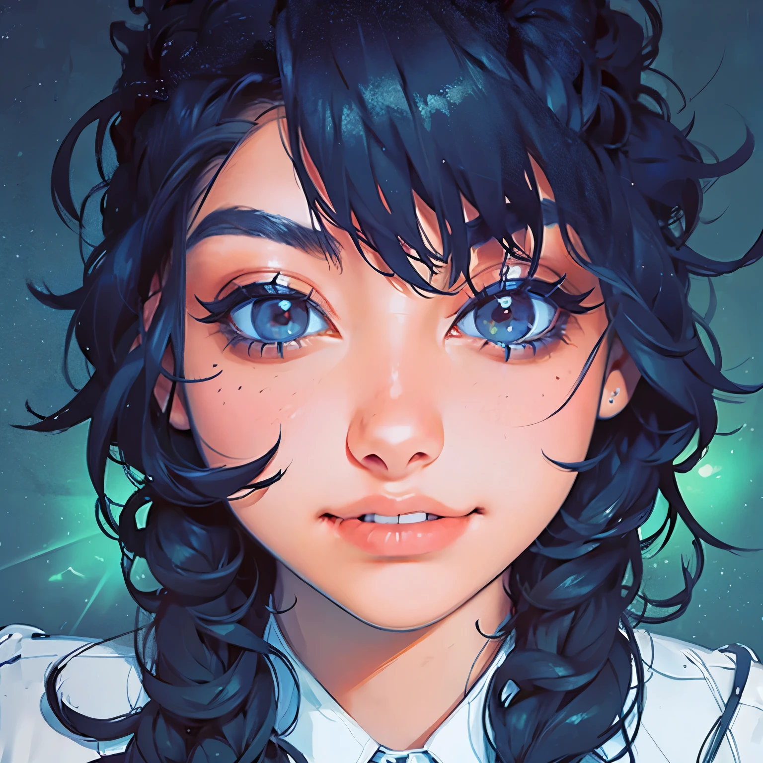 (Front Focus), (In the Dark: 1.6), Surrealistic Female Portraits by David Hockney and Alphonse Mucha, Perfect Beauty 1:1 Fantasy Art, Photo Realism, Dynamic Lighting, ArtStation, Poster, Volumetric Lighting, Very Detailed Faces, 4 K, Award-Awarded, 1girl, In the Dark, Deep Shadow, Low Key, Cowboy Shot, (Official Uniform: 1.4), Long Hair,