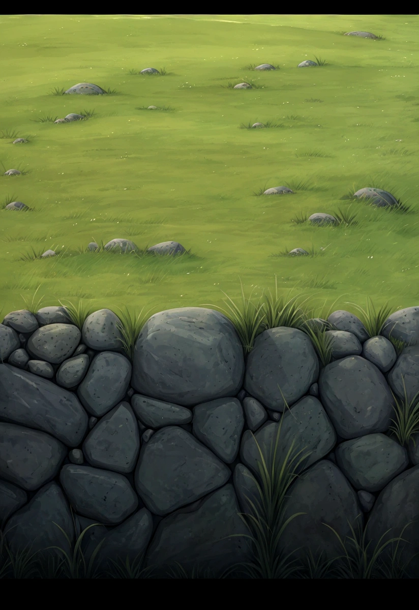 a close up of a stone wall with grass and rocks, grassy stones, background art, hand painted textures, stylised hand painted textures, grass and rocks, mobile game background, game texture, overgrown background, stylized grass texture, background artwork, hd detailed texture, 2d game background, stylised textures, wet grass and stones, realistic detailed background