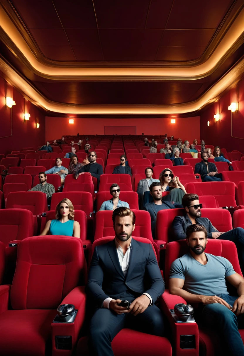 (GTA STYLE:1.5),cinema hall, movie, people sitting