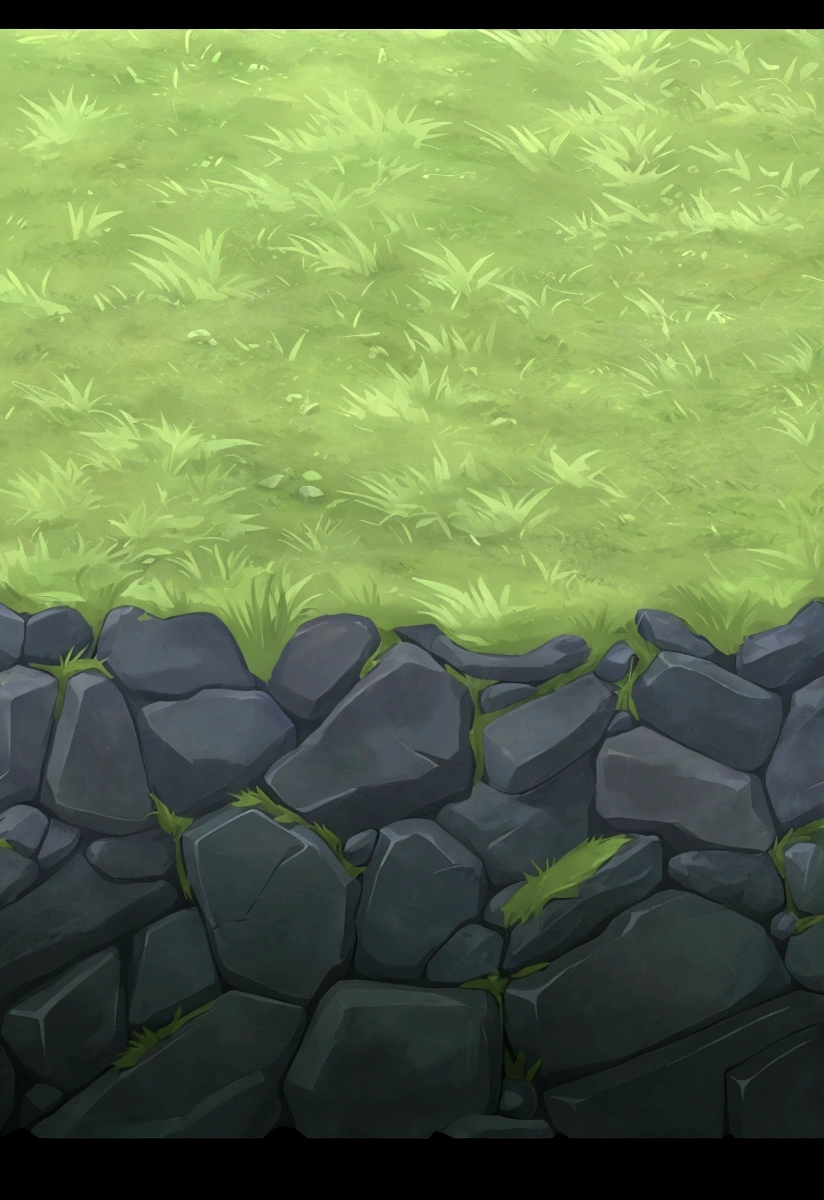 a close up of a stone wall with grass and rocks, grassy stones, background art, hand painted textures, stylised hand painted textures, grass and rocks, mobile game background, game texture, overgrown background, stylized grass texture, background artwork, hd detailed texture, 2d game background, stylised textures, wet grass and stones, realistic detailed background