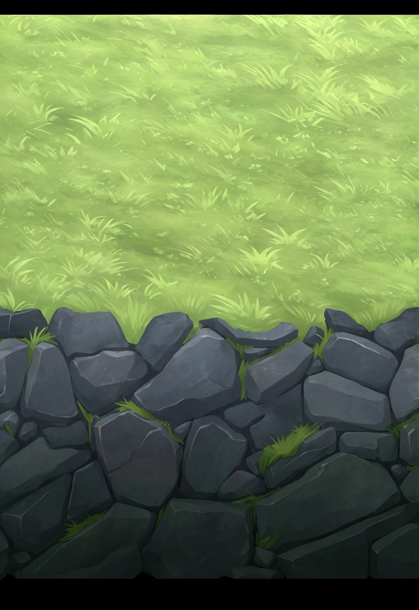a close up of a stone wall with grass and rocks, grassy stones, background art, hand painted textures, stylised hand painted textures, grass and rocks, mobile game background, game texture, overgrown background, stylized grass texture, background artwork, hd detailed texture, 2d game background, stylised textures, wet grass and stones, realistic detailed background