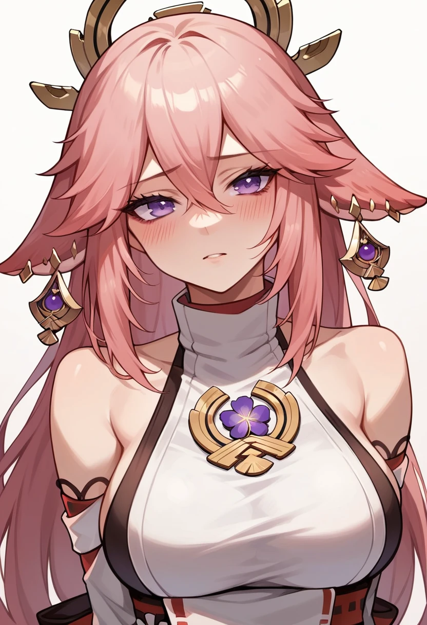 Yae miko anime style, blushing
