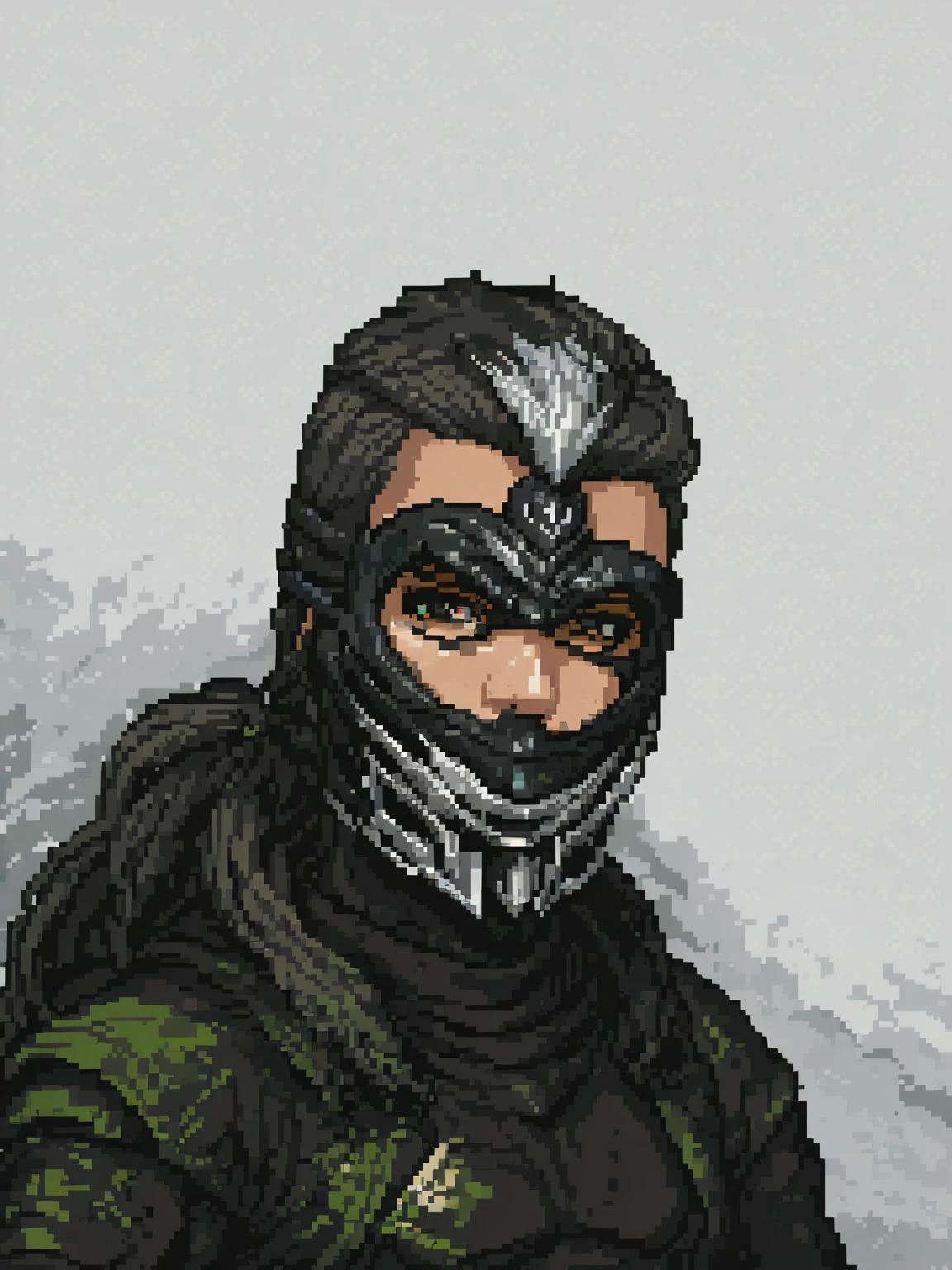 a man, mask, ((in the style of pixel art)), pixel, 4 bits pixel art, pixel official art, ultra detailed pixel art, pixel art