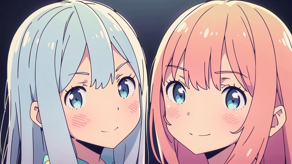 Masterpiece, Best Quality, ultra detailed,(change),anime sel, ,anime moe art style,cartoon style illustration, (pretty eyes), ((beautiful)), beautiful, (beautiful),, , ,,, (change), (Beautiful and very detailed face and eyes:1.2), shiny skin, ,ultra high resolution, absurdities,, Official Art,
(((2 girls))),Two goddesses sitting back to back.,whole body,mini skirt,A magnificent palace,SMILE