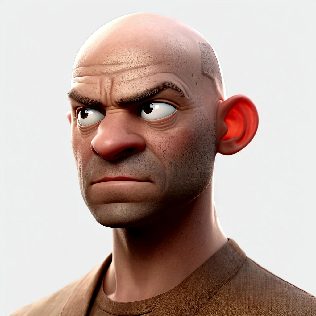 bald man portrite on transparent background