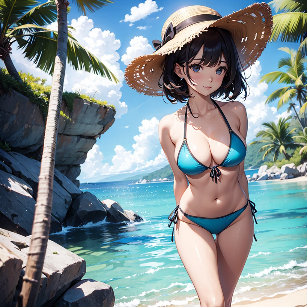Woman with semi transparent bikini
