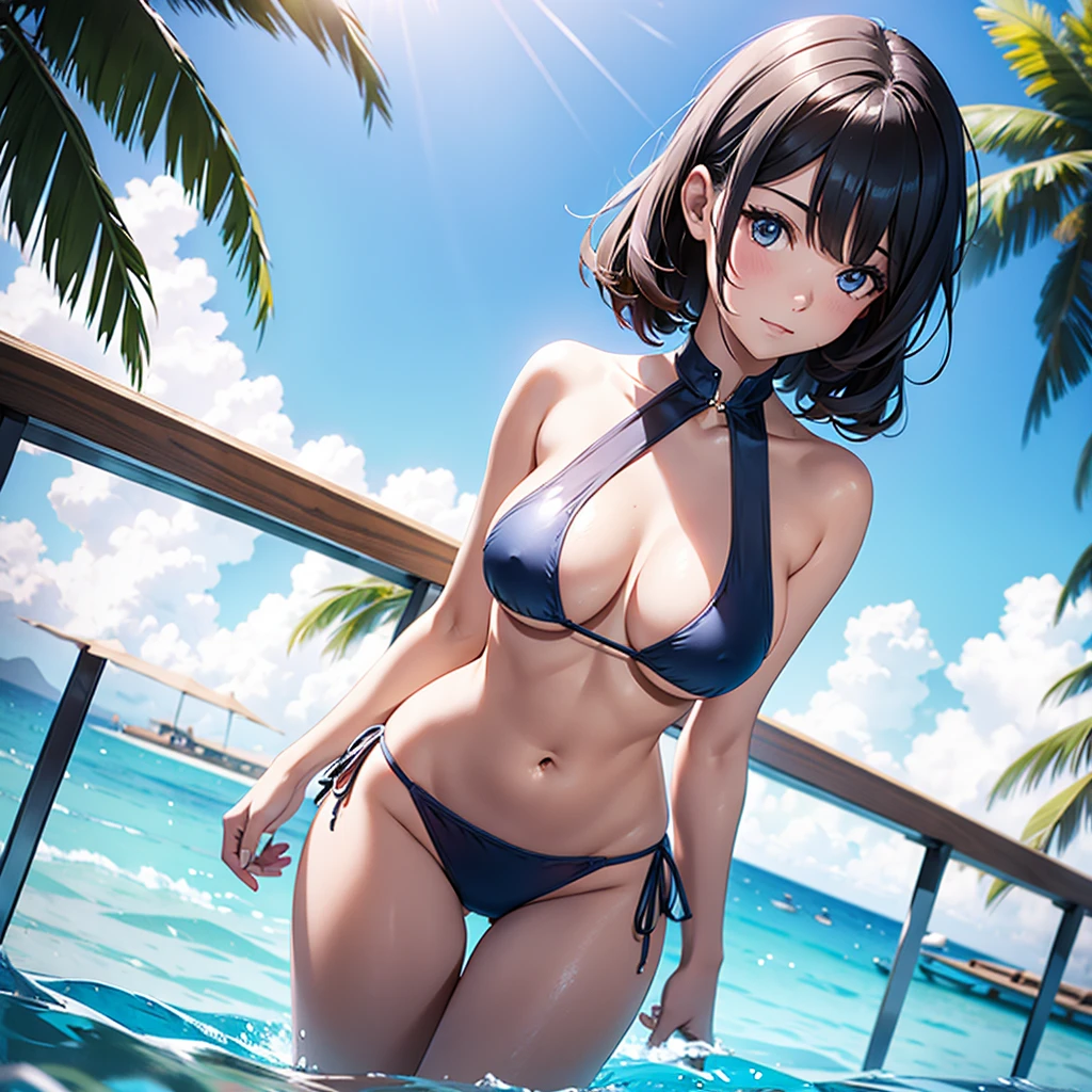 Woman with semi transparent bikini