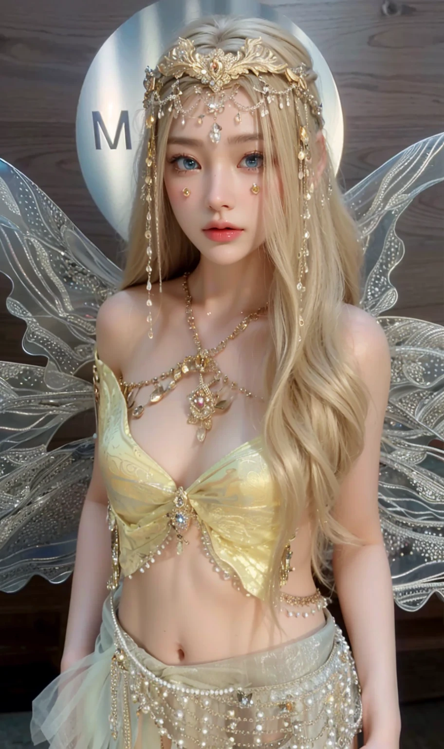 Game Art,Best image quality,Maximum resolution,8K,(A bust photo),(portrait),(Head close-up),(Rule of Thirds),Unreal Engine 5 rendering works,20 year old girl,((Queen)),The eyes are very detailed,(Large Breasts),Elegance and nobility,Light,Light线追踪,Game CG,((3D Unreal Engine)),OC rendering reflection mode,4K,Ultra-clear,Sensual,Translucent lace,Fair and plump figure,Pretty Face,Light泽凝胶涂层,身着华贵礼服的Queen,Crystal Gem Crown,Necklace jewelry,blue eyes,The tattoo is very three-dimensional,Gorgeous and intricate tattoo designs,Ultra-clear portrait,Sexy body,Temple Princess,Sapphire eyes,Fine gold and diamond jewellery,Luxurious jewelry,Wearing diamond gemstone jewelry,Gorgeous jewelry all over the body,Pearl Necklace,breasts symmetrical