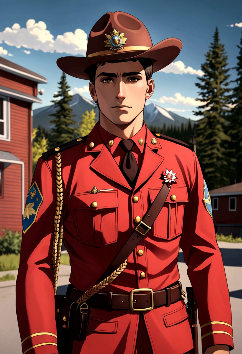 arafed man 25 years old hunk as Royal Canadian Mounted Police