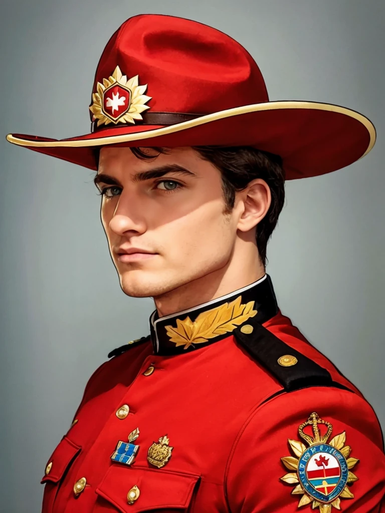arafed man 25 years old hunk as Royal Canadian Mounted Police
