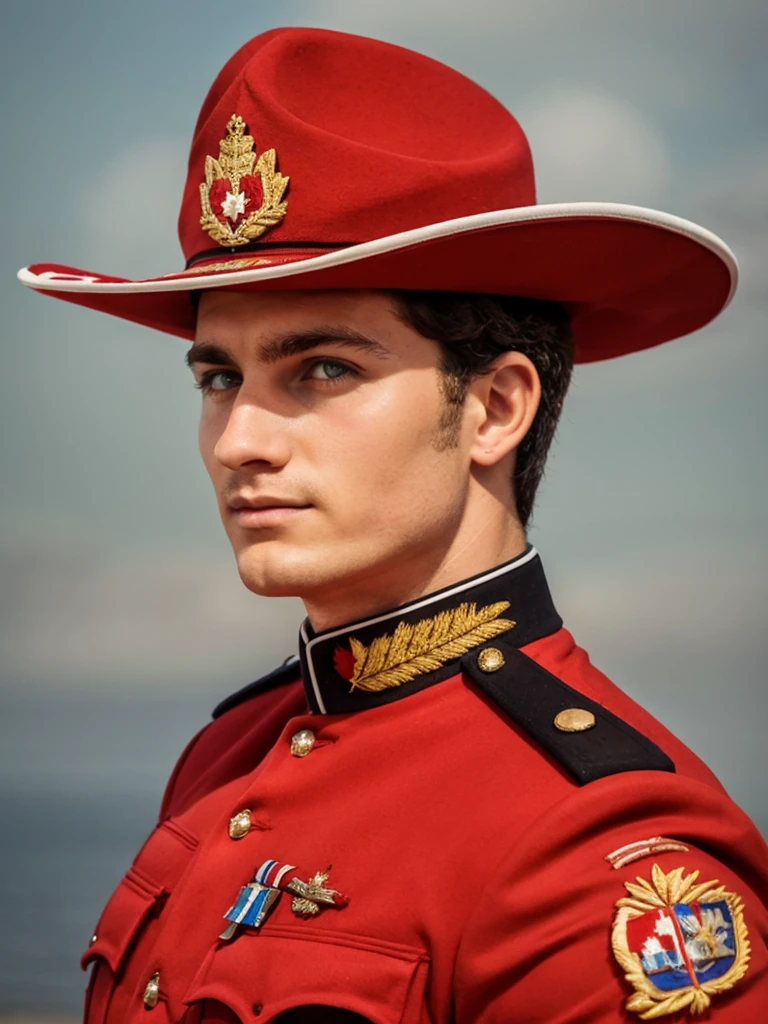 arafed man 25 years old hunk as Royal Canadian Mounted Police