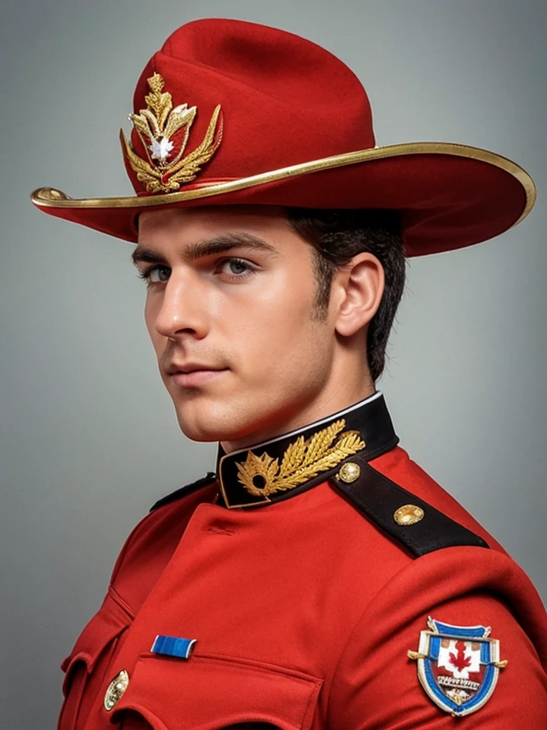 arafed man 25 years old hunk as Royal Canadian Mounted Police
