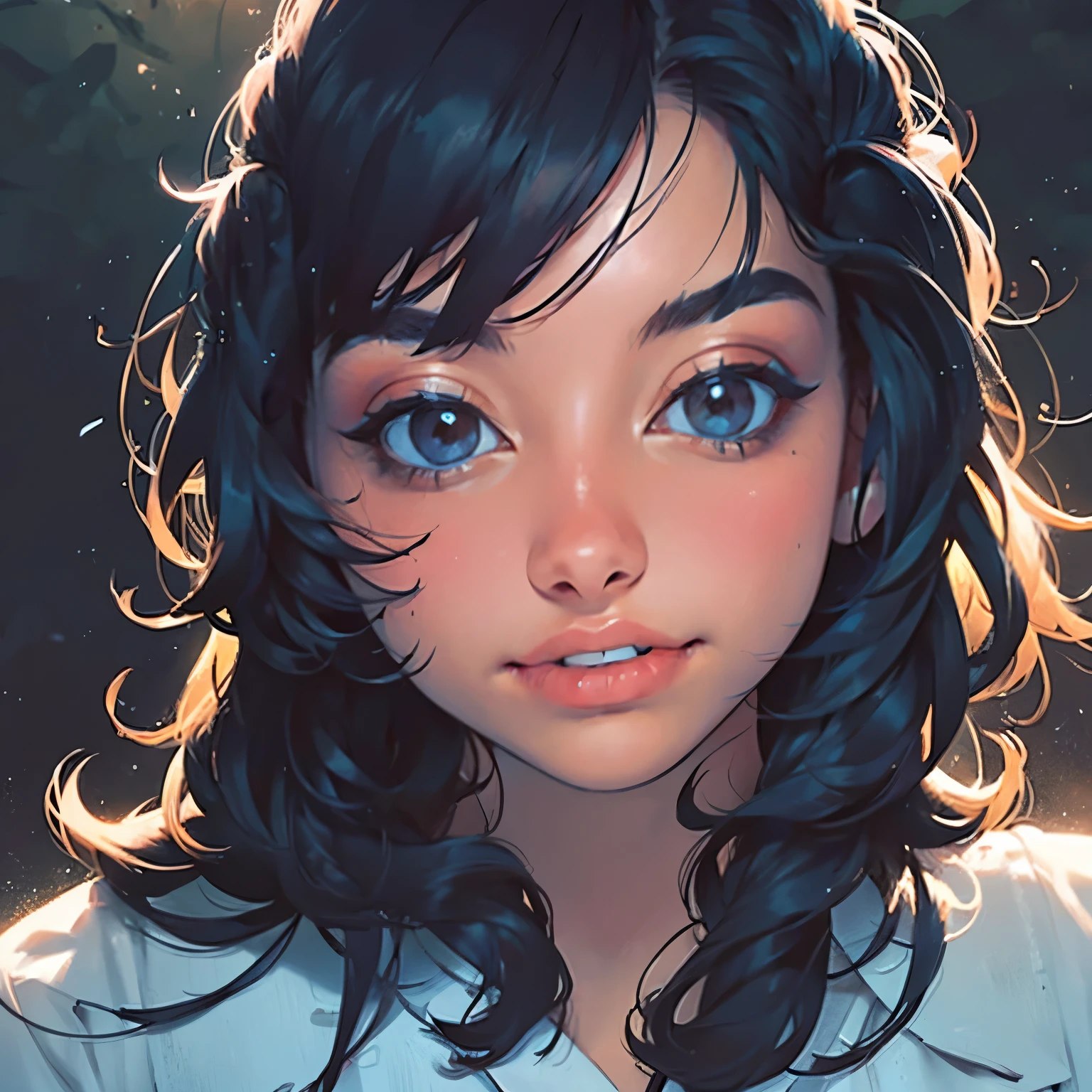 (Front Focus), (In the Dark: 1.6), Surrealistic Female Portraits by David Hockney and Alphonse Mucha, Perfect Beauty 1:1 Fantasy Art, Photo Realism, Dynamic Lighting, ArtStation, Poster, Volumetric Lighting, Very Detailed Faces, 4 K, Award-Awarded, 1girl, In the Dark, Deep Shadow, Low Key, Cowboy Shot, (Official Uniform: 1.4), Long Hair,