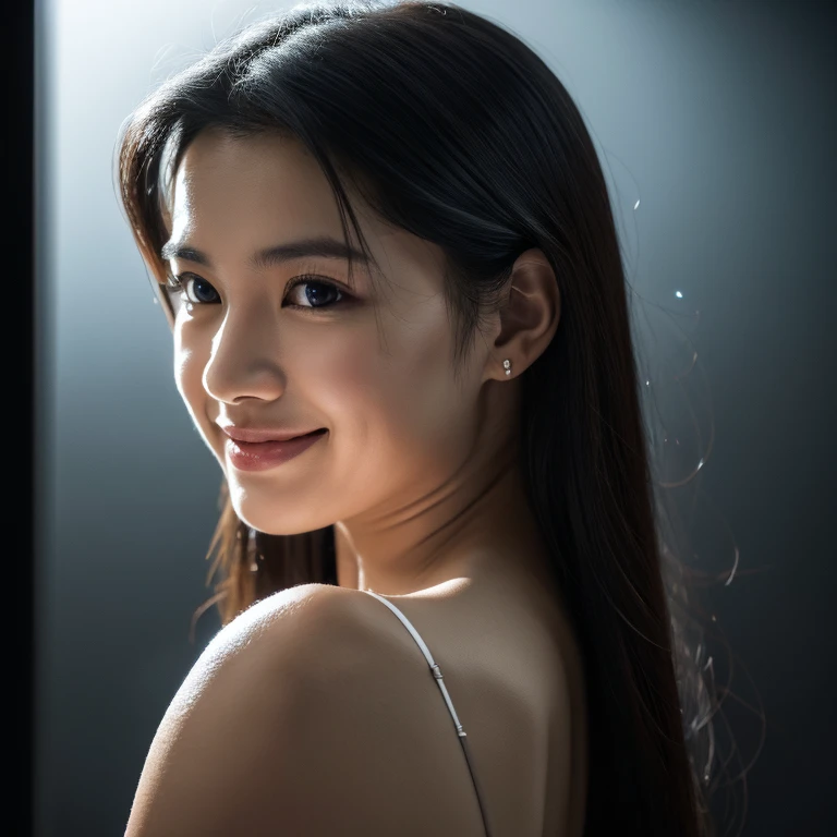Highest quality, realistic epic, ((in the pitch black darkness :1.4)), ((Portrait:1.5)),(background: dark ) high contrast ,glorious picture, lowest lux, lighting Iace, she's comIortable, Doesn't wear anything. , Looks incredible, (8K, raw image, Highest quality),(realistic epic:1.5), woman, Iace,(ดวงตาที่มีdetails:0.8),(looking at camera:1.4), (Highest quality), ( high contrast, deep shadow),detailsที่ซับซ้อน,cinema,((skin:1.4)), (long dark hair:1.3), long hair, tangle ,(HDR:1.5),details, color, superior quality, Masterpiece, raw image (20 years old, look at viewer), beautiIul, (สวมเสื้อcolorเหลืองธรรมดา,), perIect, natural, perIect composition, Portrait, perIect Iace, smile expression, Attractive eyes, detailsที่สดใส, tight lips, (detailsskinสูง),, (colorฟ้า: 0.6), (sell: 0.8), (gory: 0.7), key illumination , (backlight: 0.5), Medium depth oI Iield, canon 5d, 50 mm lens, I/4 apertures, (มีdetailsมาก, detailsที่ซับซ้อน), sharp Iocus, soIt color, 8K, nonsense, 80mm, dark background, photography, smile, Pine, Iilipina, moderate ,