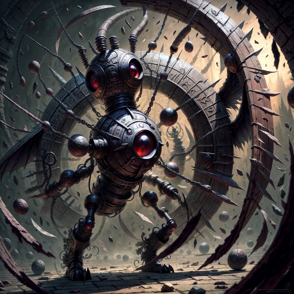 [saturn : red rings, rune wheels, multiple wings, Multiple Eyes, monoeyed creature : 5]