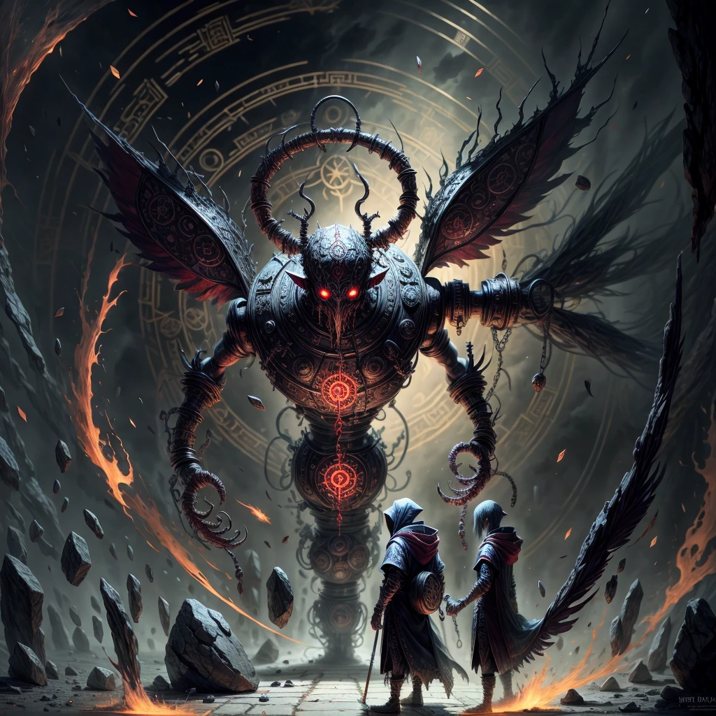 [saturn : red rings, rune wheels, multiple wings, Multiple Eyes, monoeyed creature : 5]