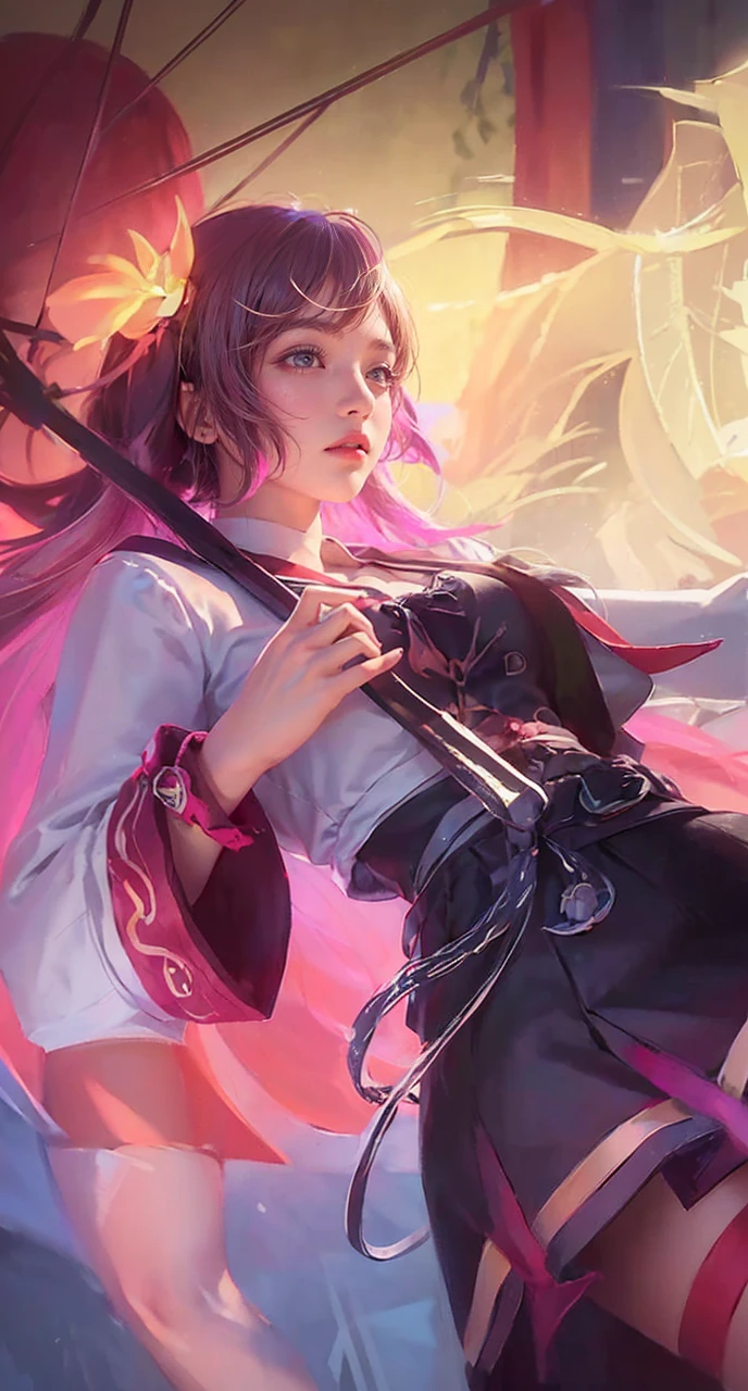 ((Lying on the grass:1.3)), (One girl), Twin tails, Brown Hair, Chi Bangs, Carly, Maid, flight, ((White sailor suit and short skirt)), Pink ribbon, (16-year-old beautiful girl model), (Detailed eyes and face:1.3), (Detailed hands:1.3), (Perfect Anatomy:1.2), (highest quality, 8k, masterpiece:1.2), (Photorealistic:1.5), (Gaze at the viewer:1.2)