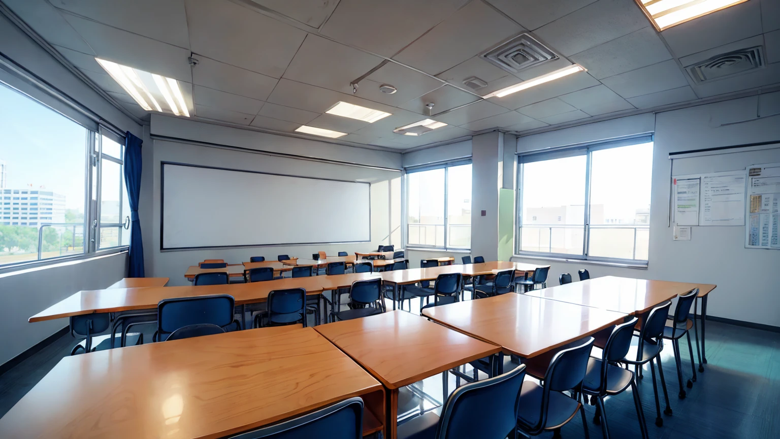 Anime classroom with board in front