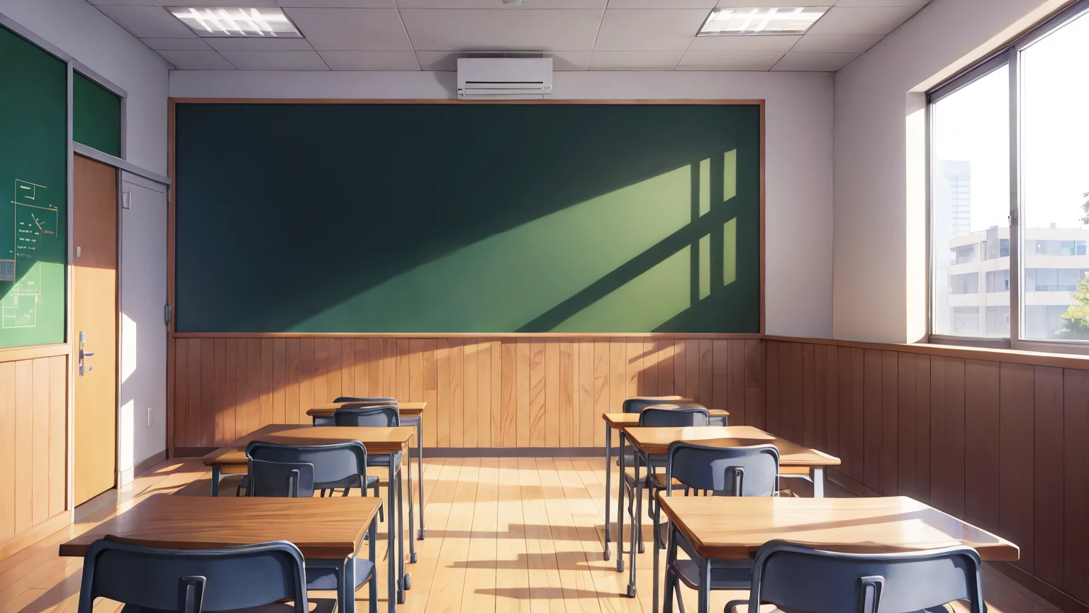 Anime classroom with board in front
