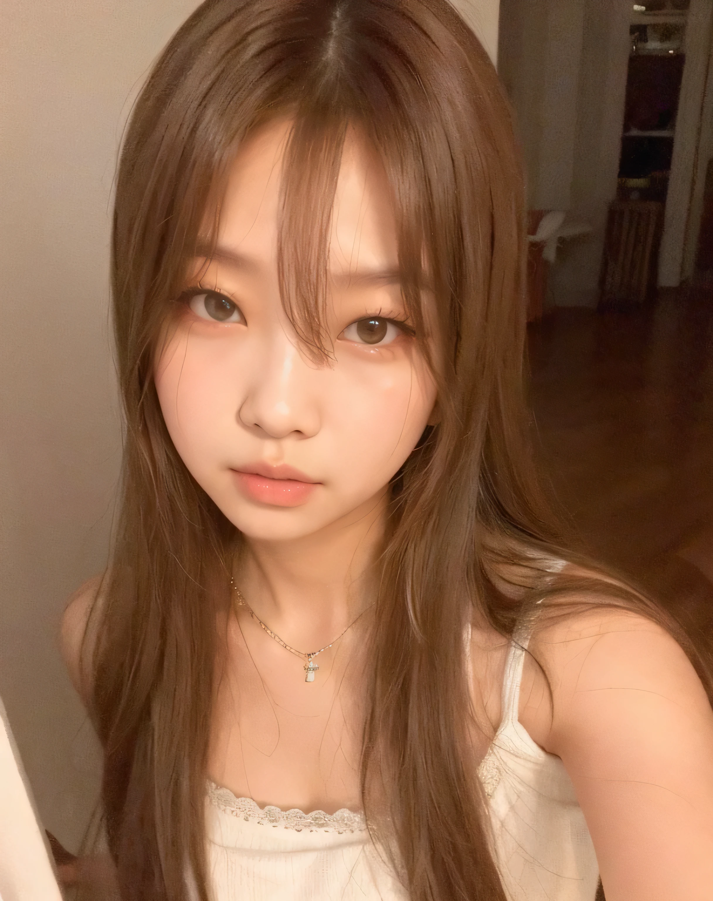 ((best quality)), ((masterpiece)), (detailed), Jennie kim, orange hair, fleshy lips