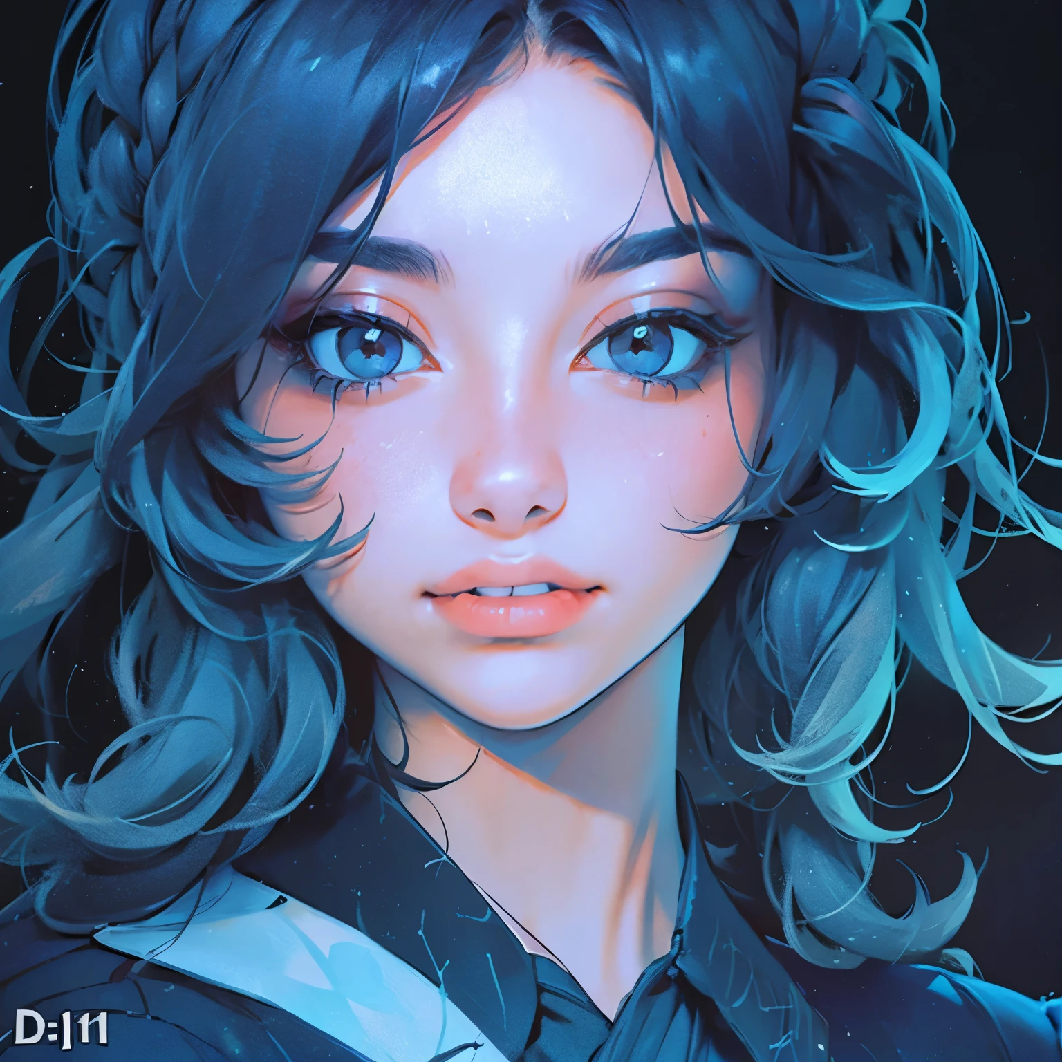 (Front Focus), (In the Dark: 1.6), Surrealistic Female Portraits by David Hockney and Alphonse Mucha, Perfect Beauty 1:1 Fantasy Art, Photo Realism, Dynamic Lighting, ArtStation, Poster, Volumetric Lighting, Very Detailed Faces, 4 K, Award-Awarded, 1girl, In the Dark, Deep Shadow, Low Key, Cowboy Shot, (Official Uniform: 1.4), Long Hair,