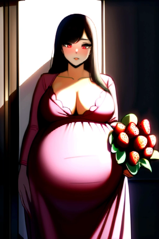 Pregnant woman fat 1 belly Arafer woman in pink dress holding a strawberry bouquet, beautiful South Korean woman, beautiful Korean woman, Korean woman Beautiful, Pretty Girl, Korean Girl, Korean Girl, B