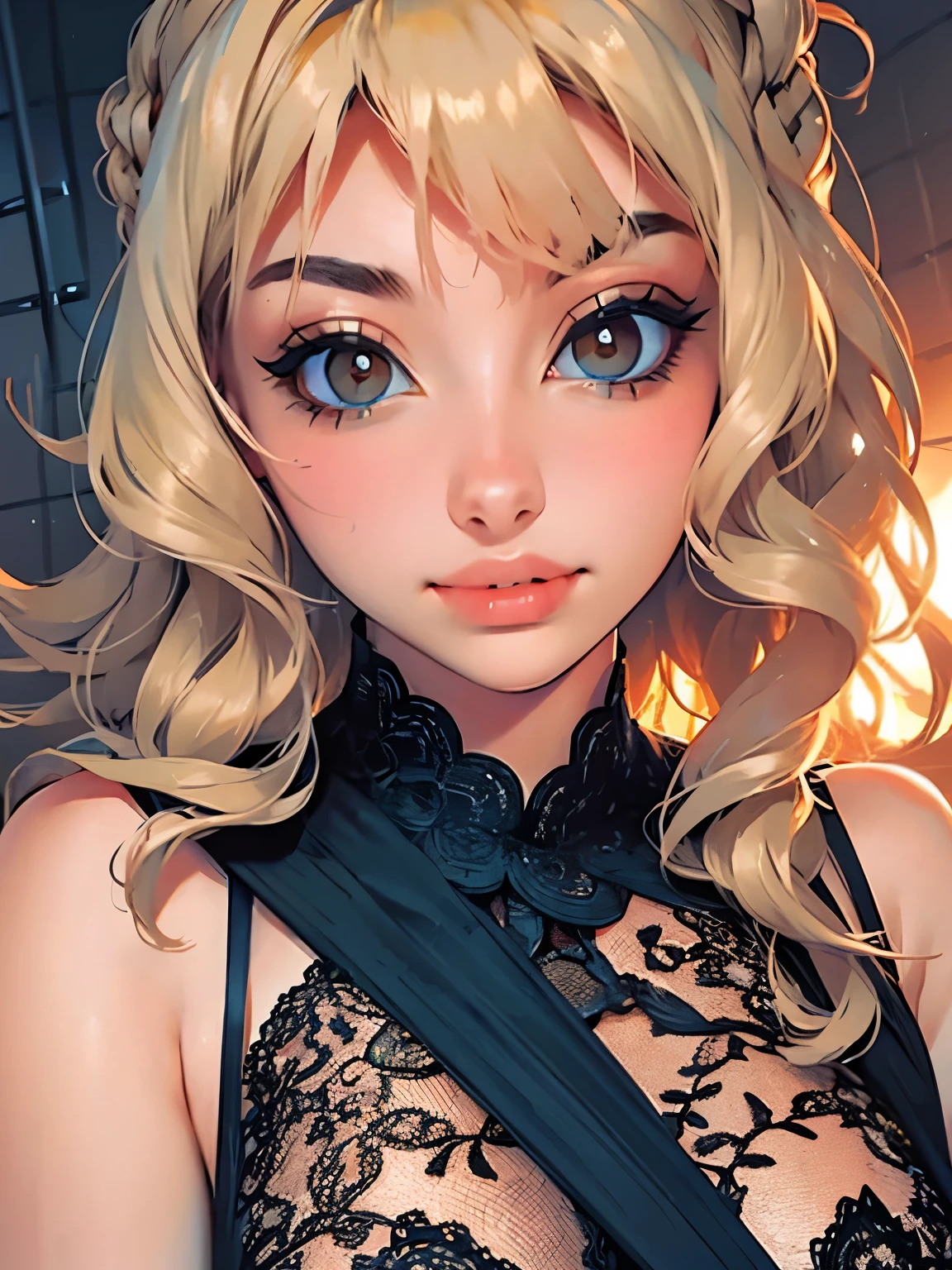 ( Absurd , High quality , ultra detailed, careful with hand )Zodiac - Gemini goddess , similar to latin goodness , Solo .  Curious, skillful, humorous, seductive, imaginative face , Sometimes impractical, restless, nervous, careless style , mature , light brown eyes , long hair , light blonde hair ,  dress , lace lingerie , in the ocean with wind , whole body , flirty look ,