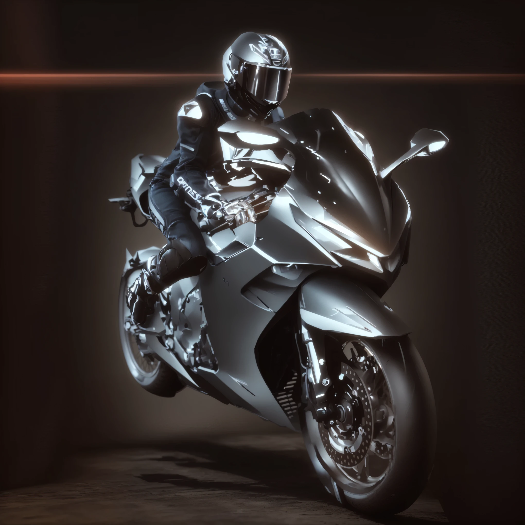 Arafed image of a man riding a motorcycle on grey background, Motorcycle concept art, concept mask, riding a Futuristic motorcycle, 3D Rendering N-9, daniel maidman octane rendering, Futuristic motorcycle, 3d rendering octane, 3d rendering octane, Honda RC 2 1 3, Extreme Rendering, Sitting on a cyberpunk motorcycle, Cycle Rendering, 3D Rendering