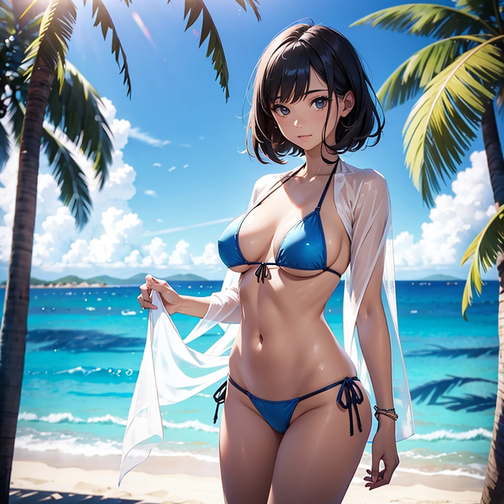 Woman with transparent bikini