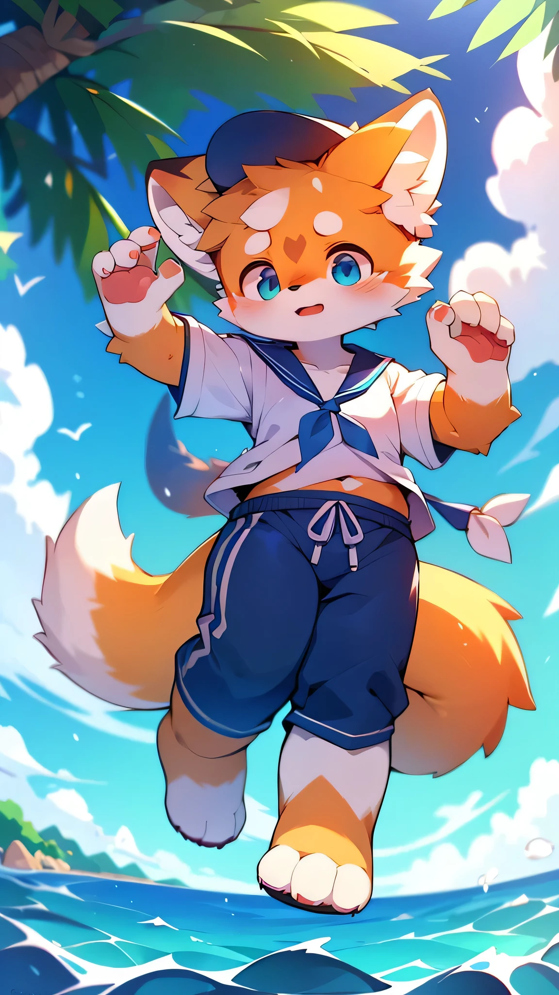 Red Panda Uncle，Ocean，Sailor suit