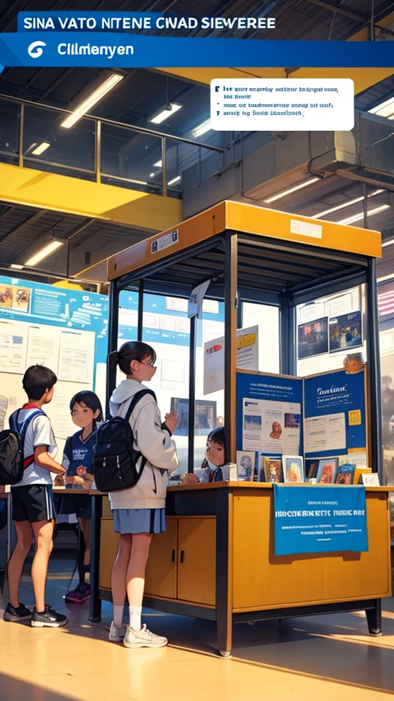 Person traveling on a school trip, participating in a science fair and extracurricular activities like sports or clubs. Dynamic and exciting background. with the text: &#39;Unique Experiences!'