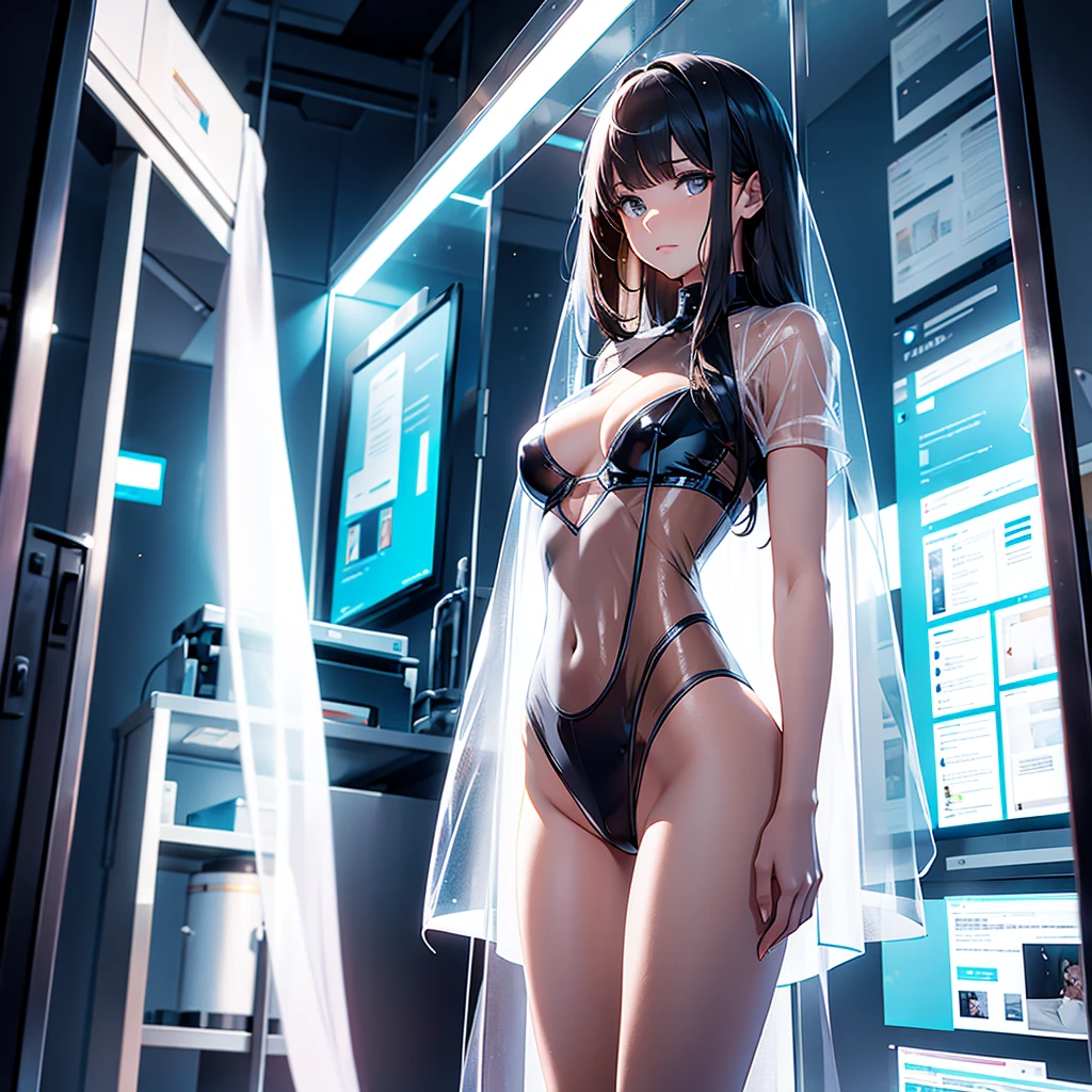 Woman with transparent clothes