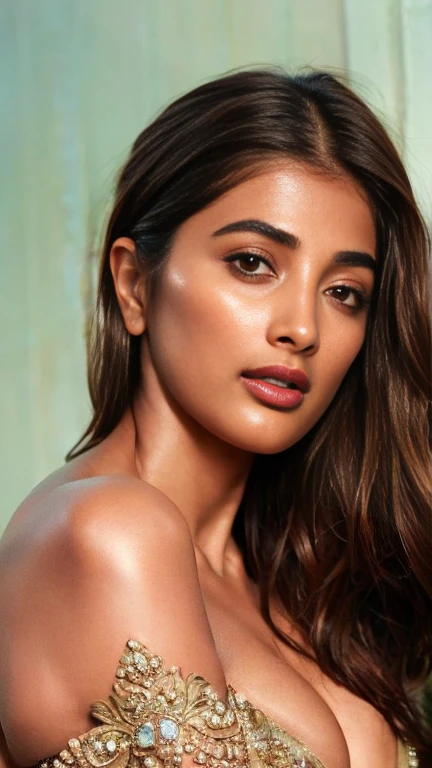 No make up, cool temperature,extreme close up photo of semi naked Pooja hegde,slim, bikini, bedroom,  intricate details, cold room, lean eyebrow, pooja hegde,pooja1, free hair, fair