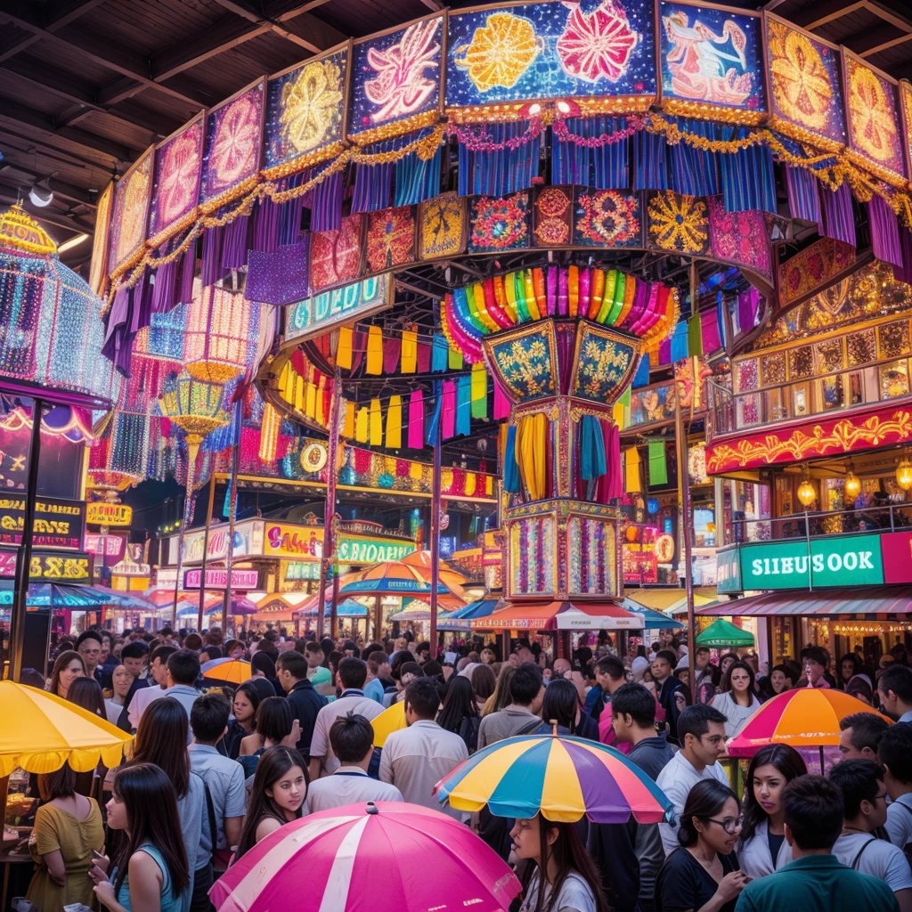 Create a beautiful fair with vivid colors during the day