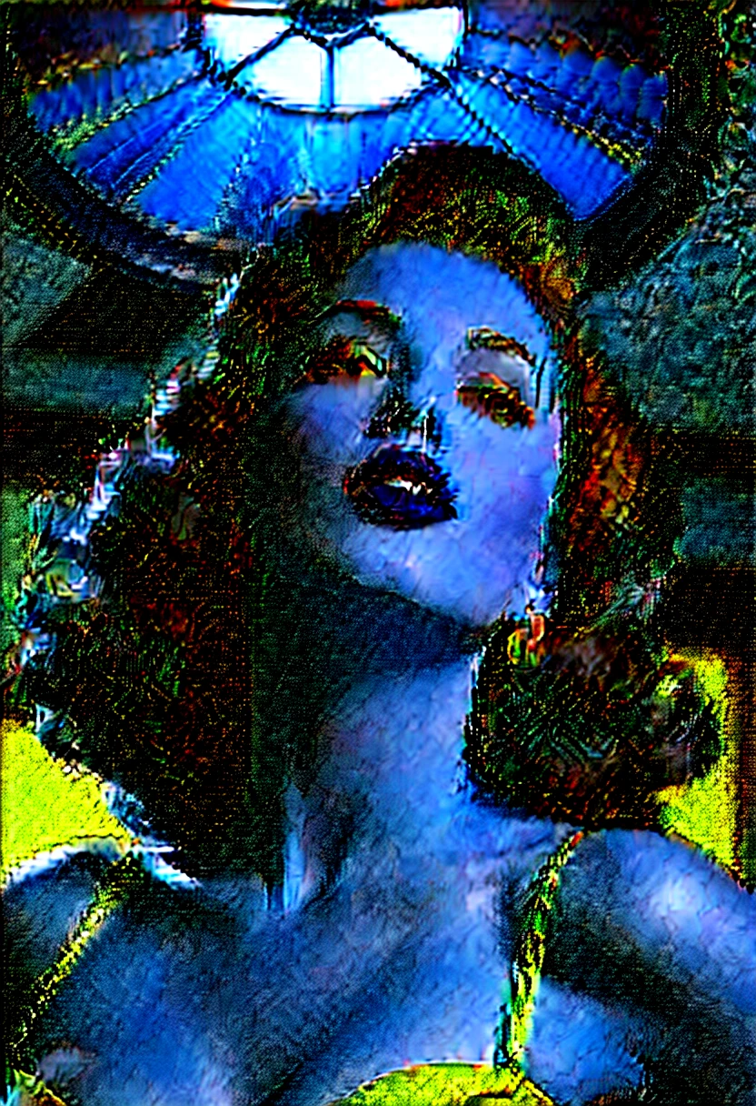 A color retro pin-up of a beautiful woman as seen from an upward point of view, in the style of Vargas, intricate details, hyper-realistic, Chiaroscuro lighting