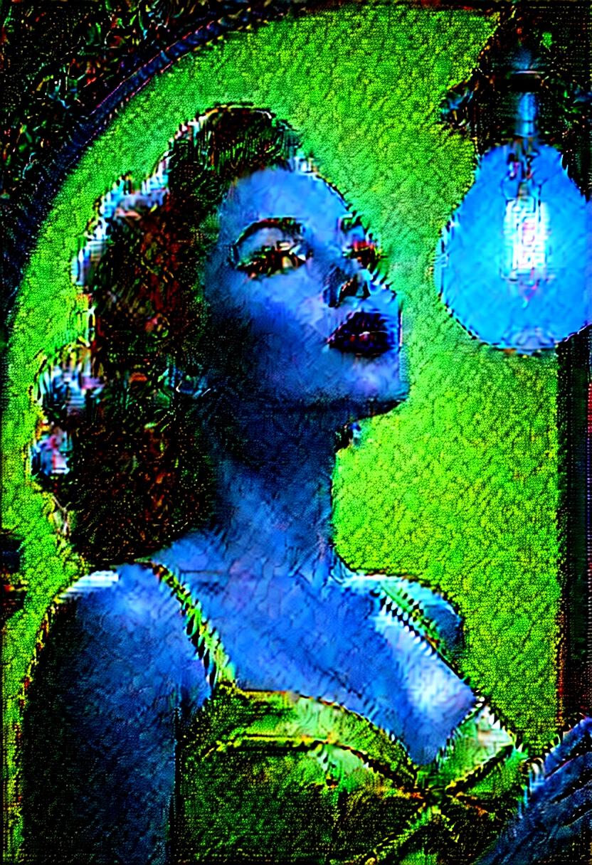 A color retro pin-up of a beautiful woman as seen from an upward point of view, in the style of Vargas, intricate details, hyper-realistic, Chiaroscuro lighting