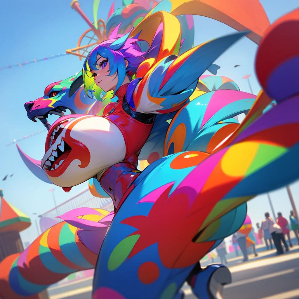 Create a carnival with vivid colors during the day 