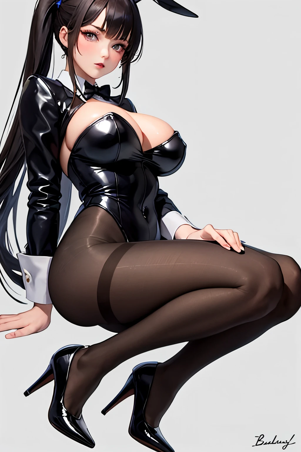 bunny girl , big breasts , pantyhose, high heels, bodysuit,
