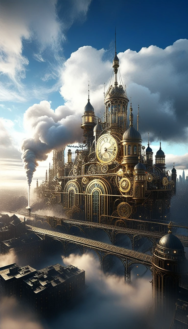 In the rising clouds of steam, An elaborate clockwork and highly AI-driven cityscape beckons you, A testament to human ingenuity.