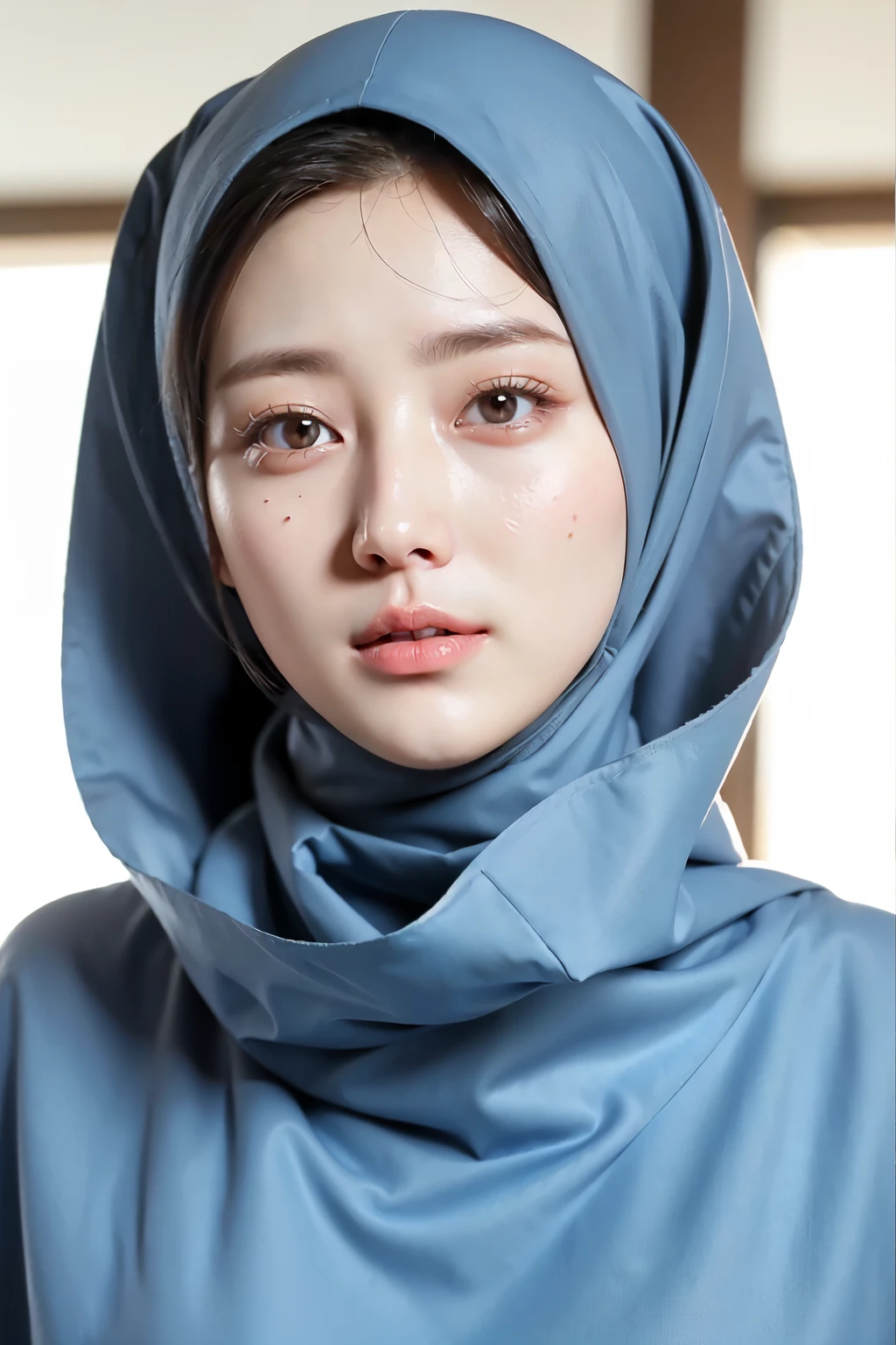 ((Best quality, 8k, Masterpiece :1.37)), (wear hijab girls), girls wear hijab, (girls wearing hijab moslem), beautiful face, face bukkake, 18 years old girls, position:standing model style,ultra detailed face, ultra detailed body, slim body, lips smile, Beautiful detailed eyes, eyes korean, detailed nose, Natural Lip, Wear hijab moslem, fancy jubba thobbe, lview of the blue sky, Slim Body, body erotic, (undressing body), small pussy, verry small vaginal, realistic face, in house room