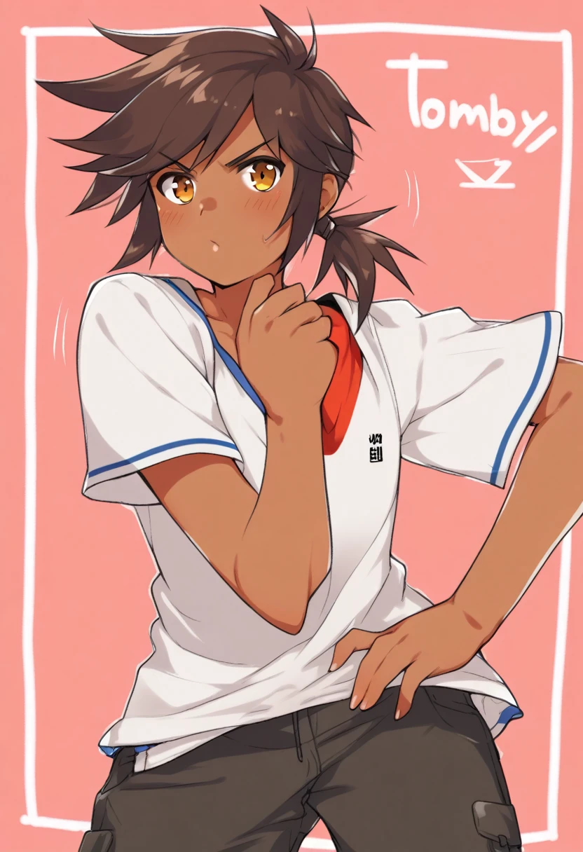 1 girl, (dark skin tone:1.1), tomboy,