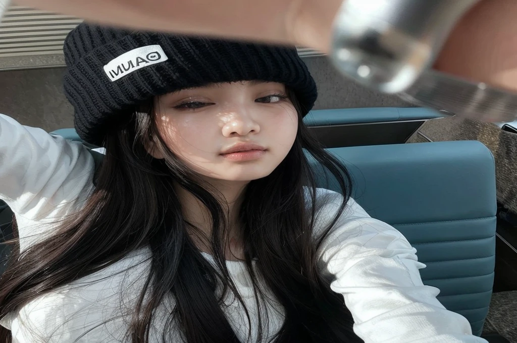 ((best quality)), ((masterpiece)), (detailed), Jennie Kim - long brown hair, fleshy lips