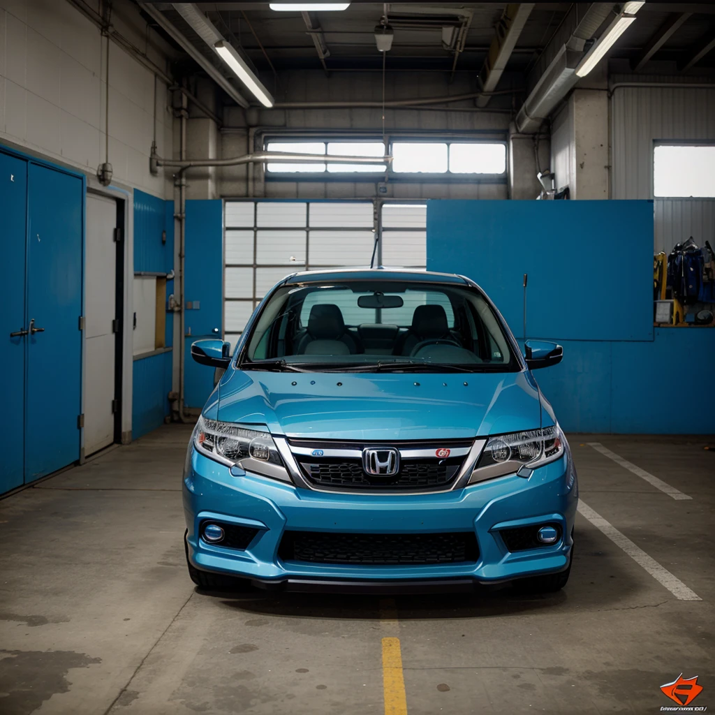 Honda city, blue colour , wolf airbrush on body design modified car