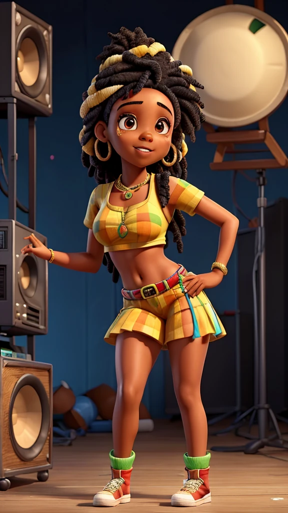Black and mixed race people, dancing reggae, Jamaican Sound System culture style party.