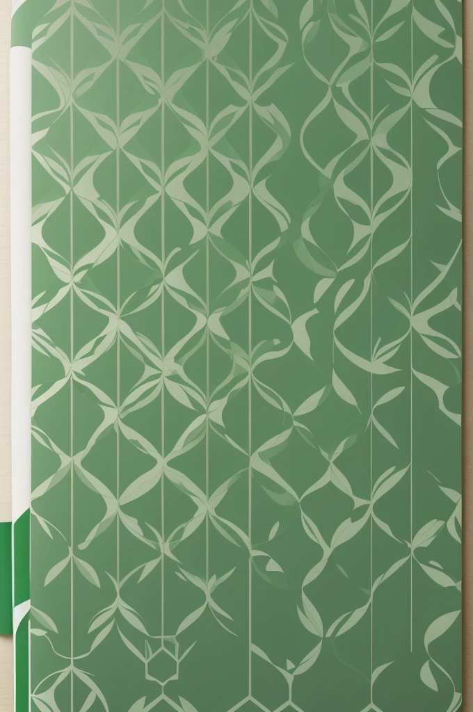 A minimalist art for a notebook cover that has green tones and geometric figures.