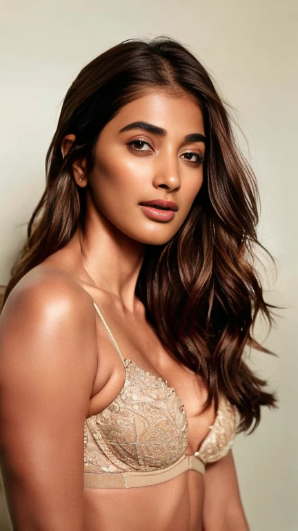 No make up, cool temperature,body close up photo of naked Pooja hegde,slim,sexiest lingerie, bedroom,  intricate details, cold room, lean eyebrow, pooja hegde,pooja1, free shaggy hair,(( fair skin)), cold room