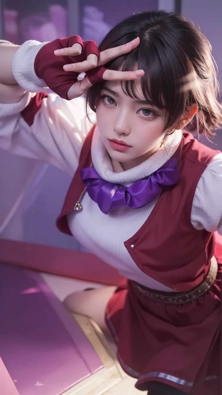 Best quality, masterpiece, ultra high res, (photorealistic:1.5), raw photo, 1girl, offshoulder, in the dark, deep shadow, low key, cold light, sexy look, short hair