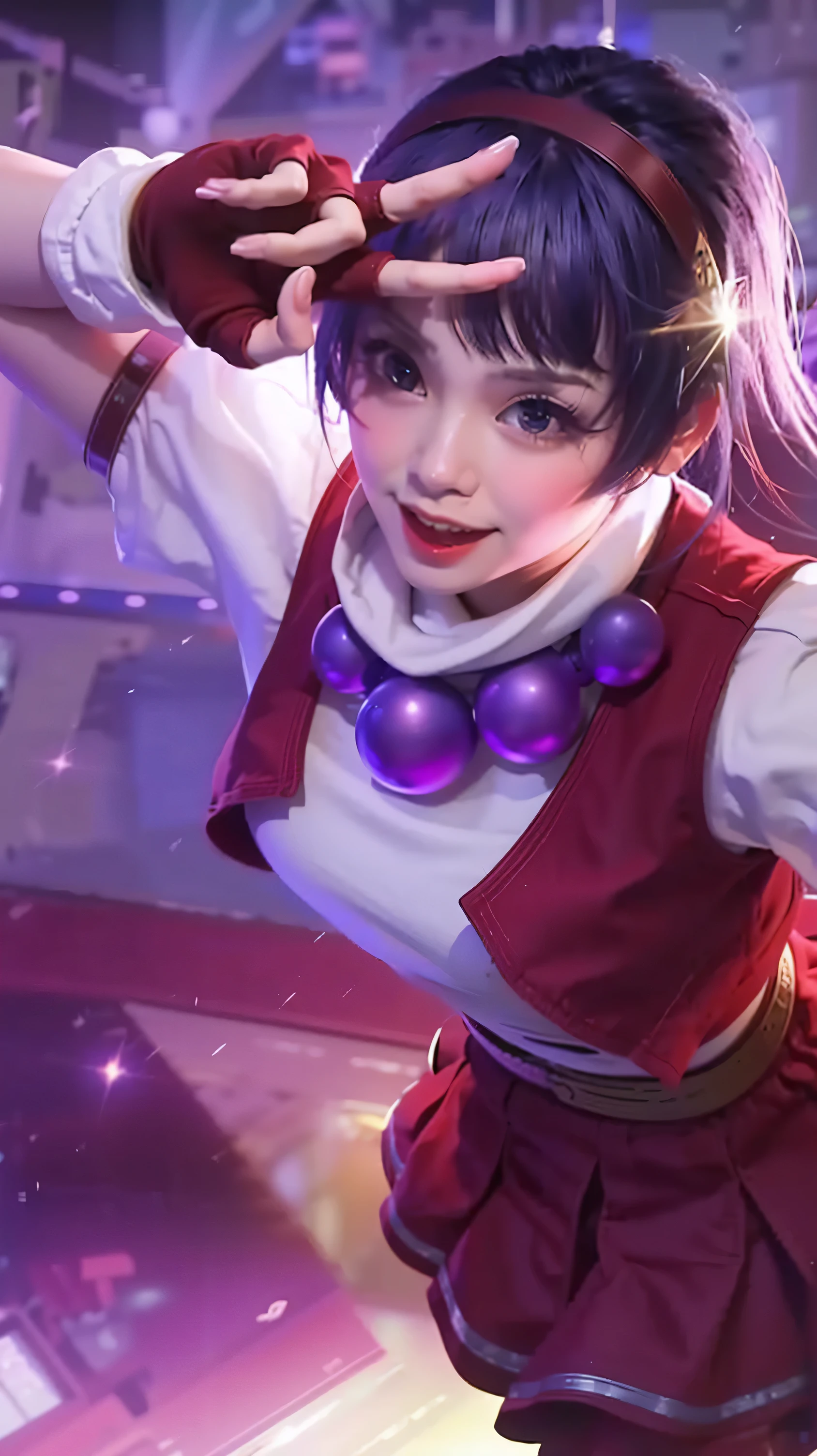 (8k, RAW photo, best quality, mastery:1.3),(realistic,photo-realistic:1.37),(night),(looking viewer:1.331),(white hair),posing,Tokyo street,nightcityscape,cyberpunk city,soft light, 1girl, extremely beautiful face, perfect body proportions, focal length, bust, casual hairstyle, smile, big eyes, (short sleeves JK_shirt), JK_style, (navy JK_skirt), (bow JK_tie), mix4, detailed eyes